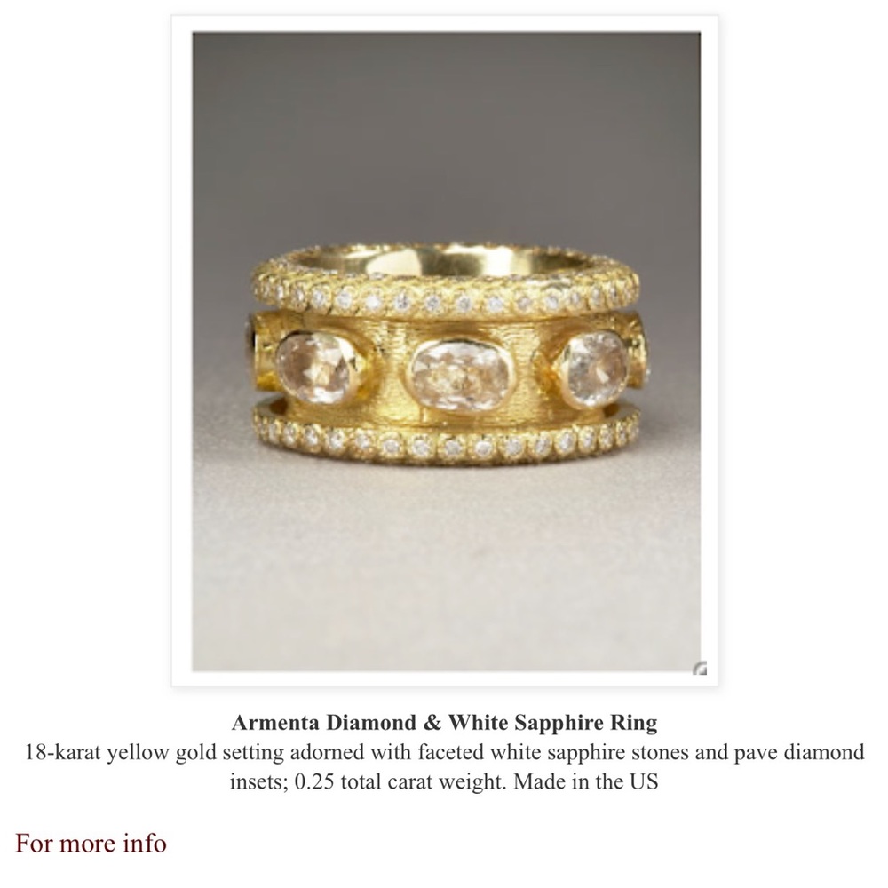 Armenta diamond and white sapphire ring. 18k